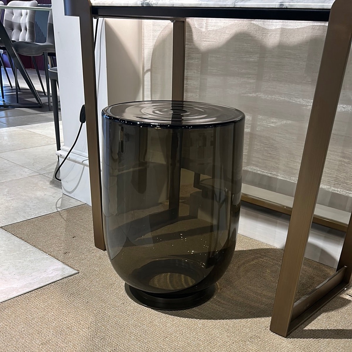 H20 SMALL COFFEE TABLE in Smoke WITH Dark Brass BASE