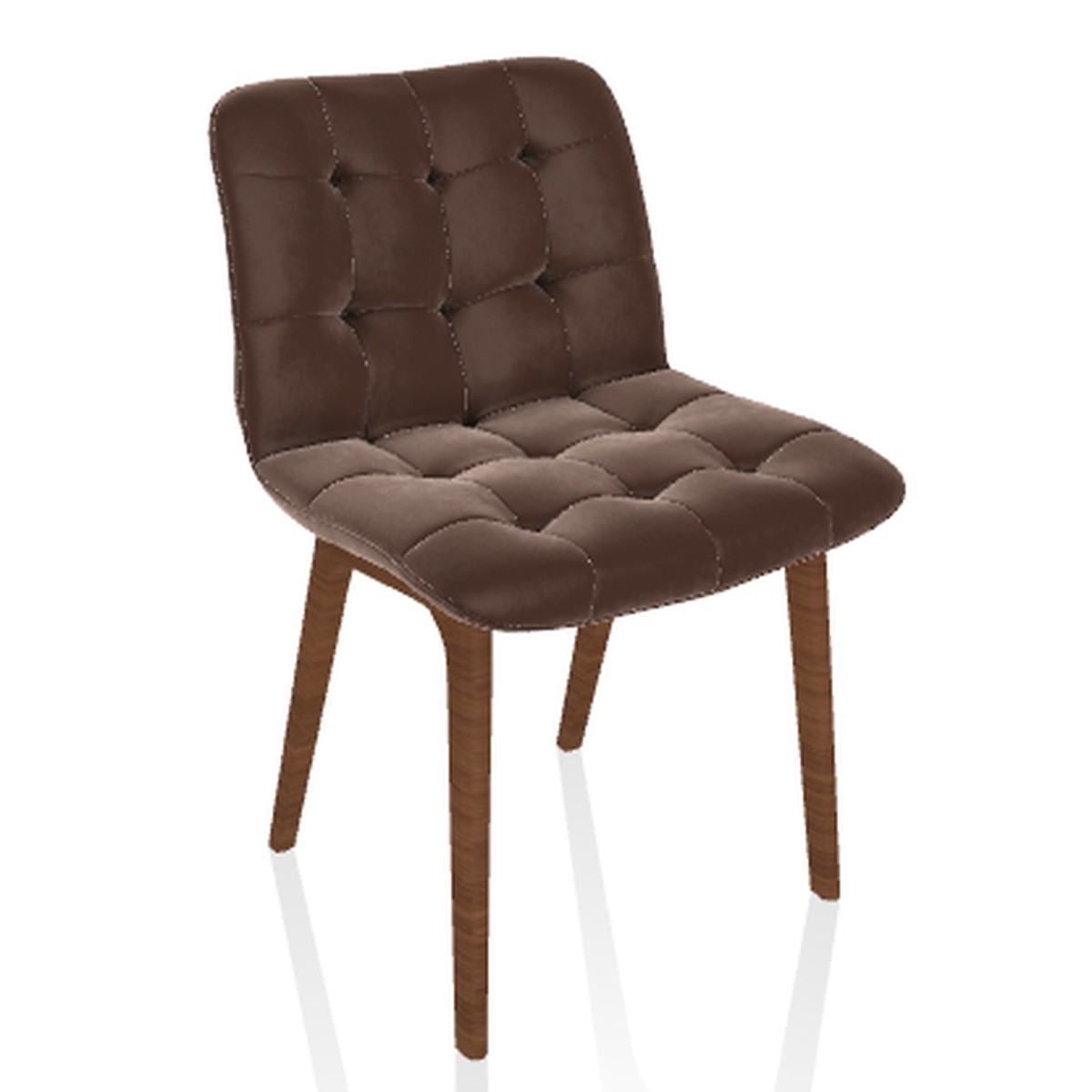 Kuga Chair in Supreme Velvet Tobacco with Walnut wood frame