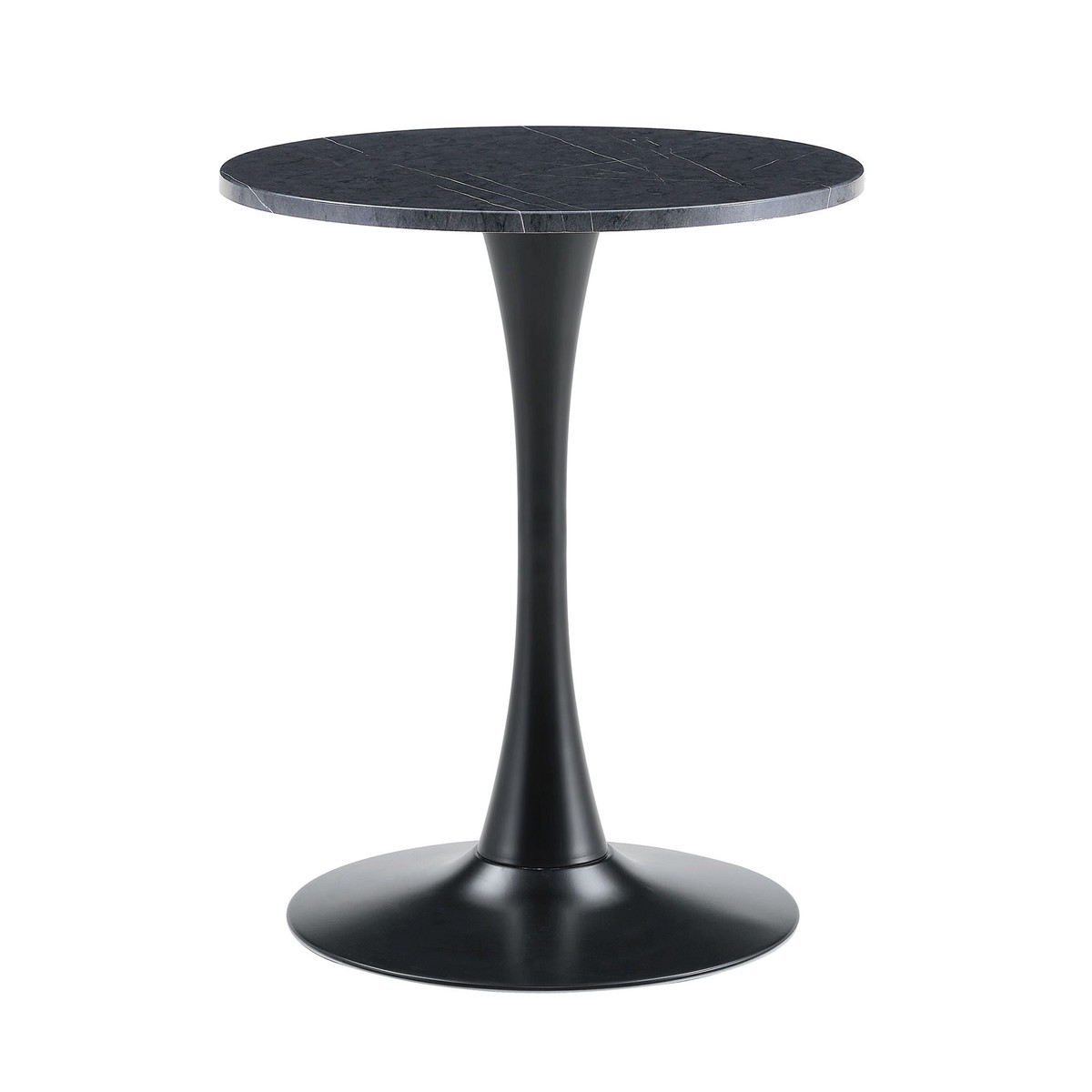 Round Dining Table With Faux Marble Top And Metal Pedestal +, 23.6" Diameter For Kitchen, Living Room, Small Spaces