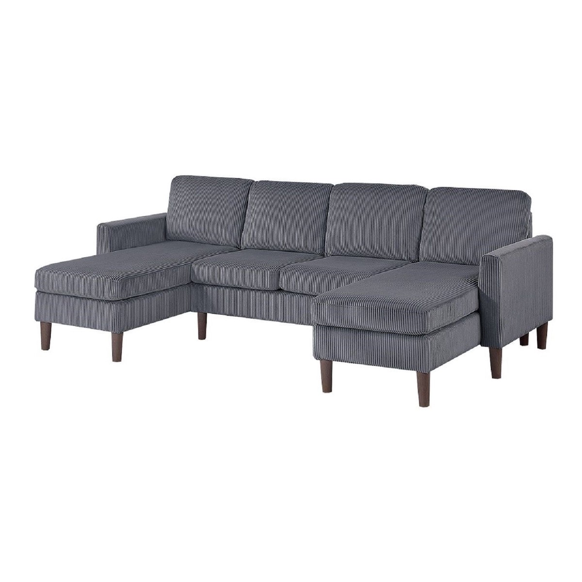 Sectional Set With Dual Chaises And Square Arms