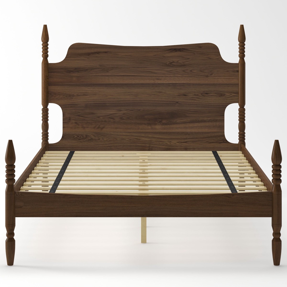 Retro 4 Poster Platform Bed Frame With Curved Tall Headboard