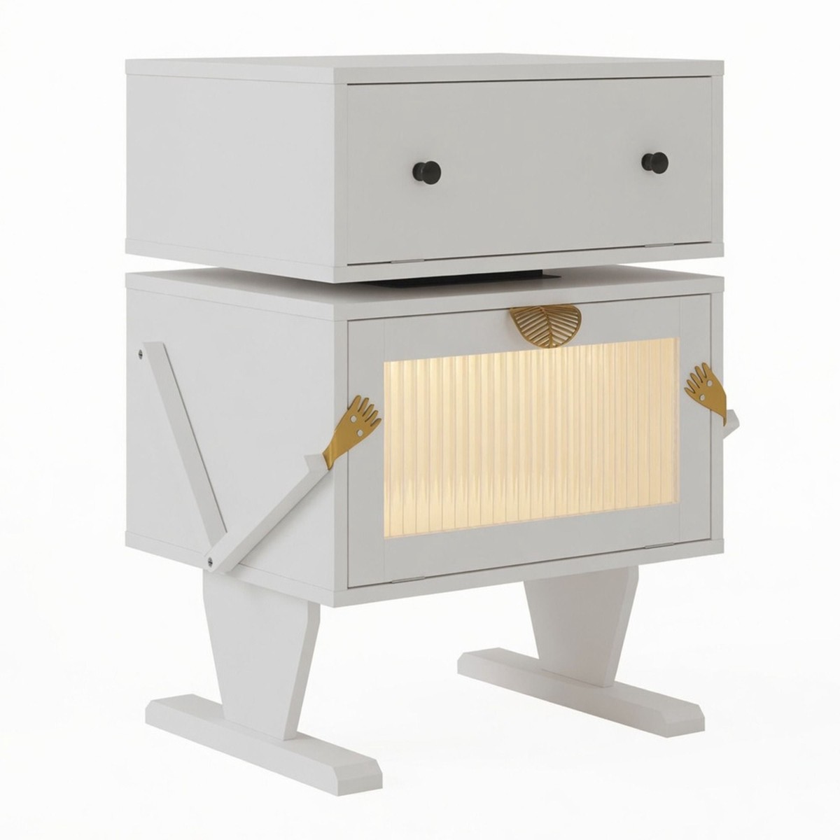 Robot LED Nightstand With 360 Rotating Drawer