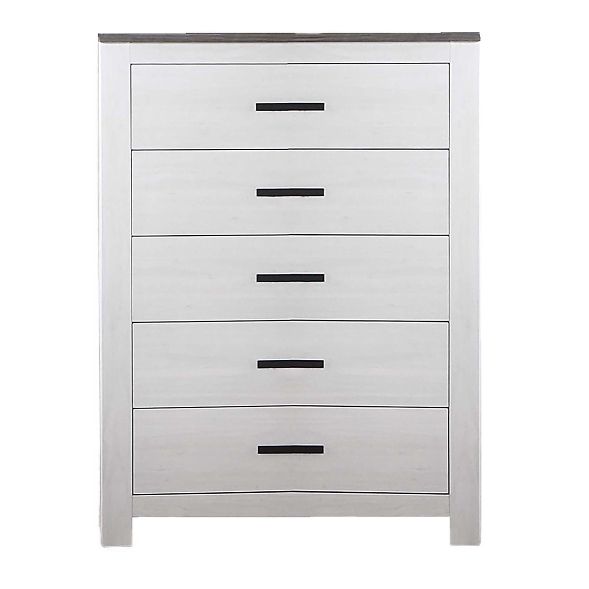 1 Piece Chest 2 Tone Sleek Bar Bedroom Furniture - White