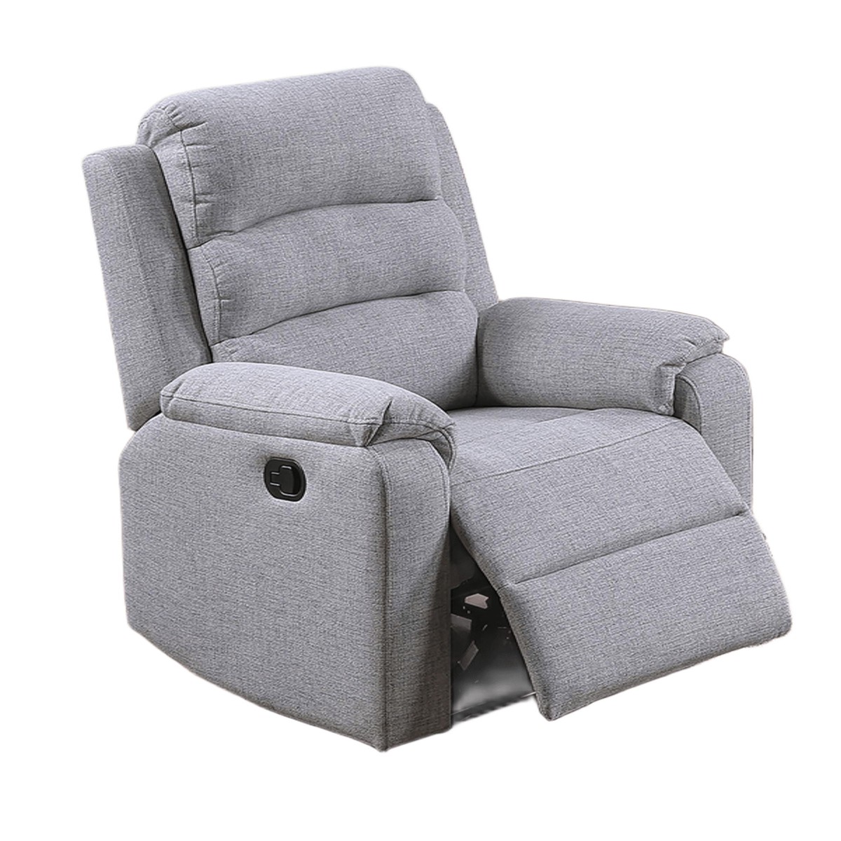 1 Piece Manual Recliner With Padded Seat And Backrest - Gray