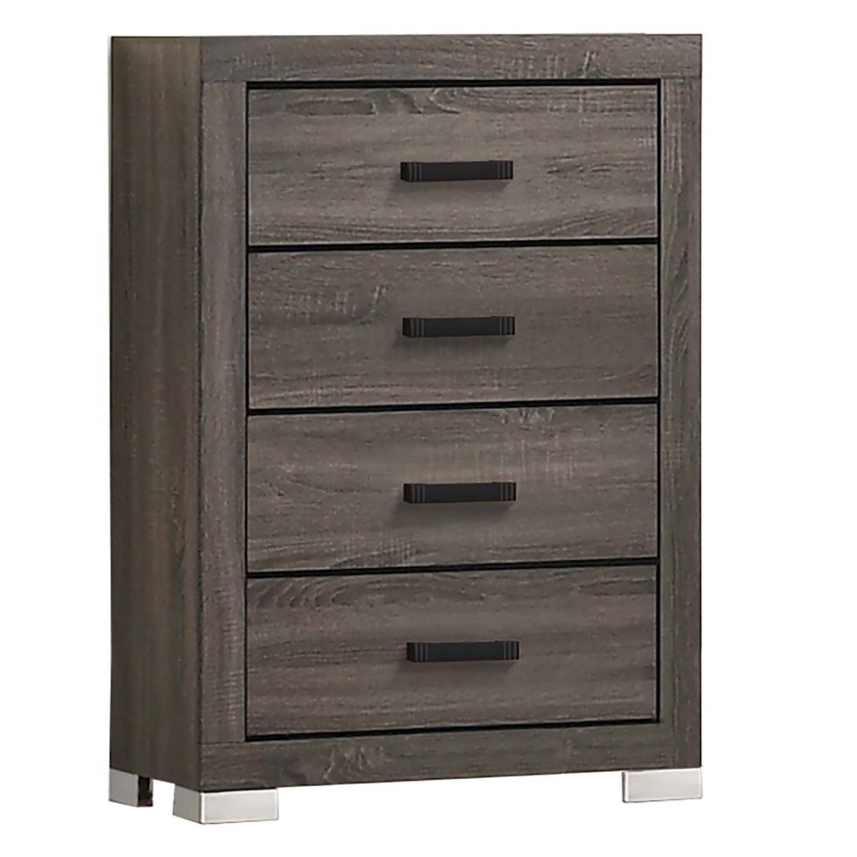 1 Piece Chest Bar Handle Bedroom Furniture With Texture And Clean Lines - Gray