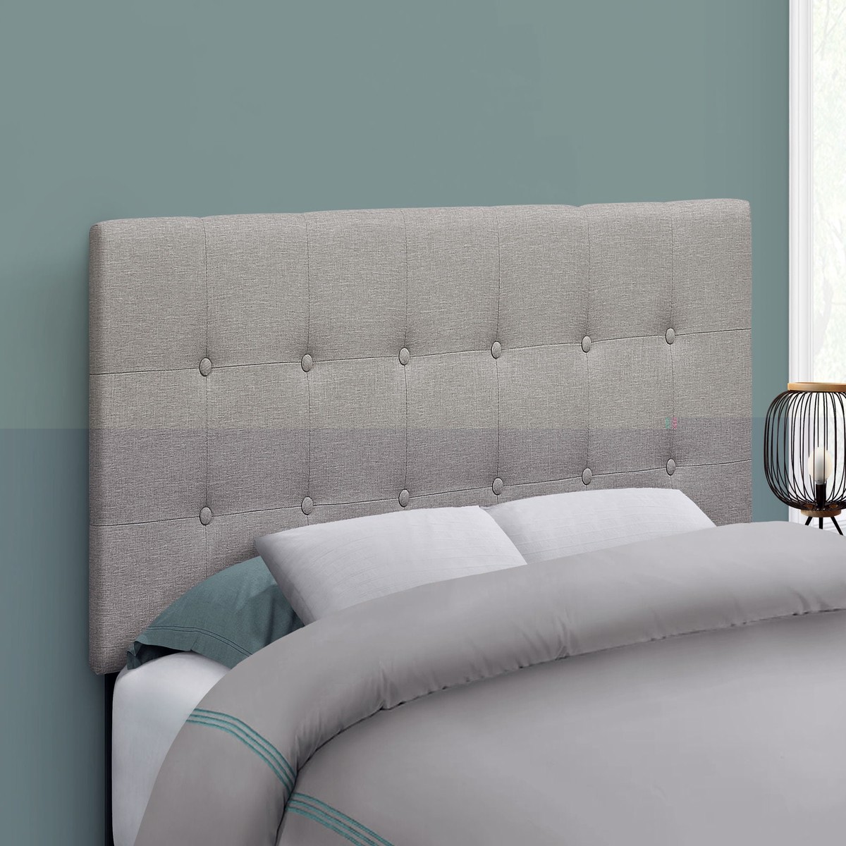 Full Size Bed Headboard Only, Upholstered, Transitional - Gray