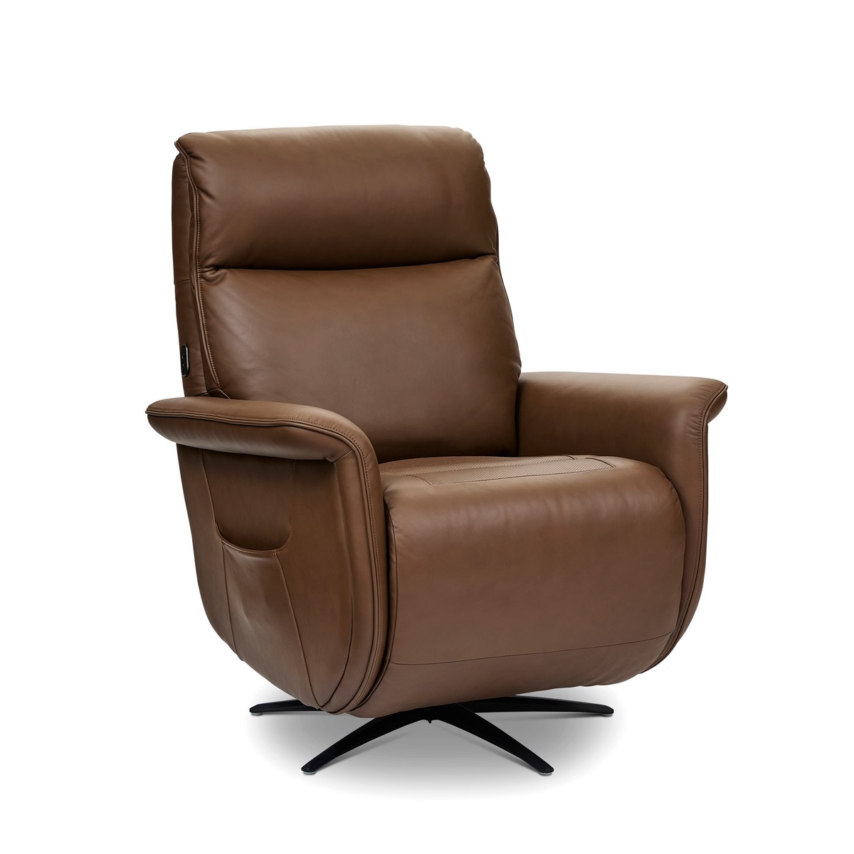 Zen Haven Leather Power Swivel Recliner with Power Headrest, Heat, Massage, Ventilation and Wireless Remote