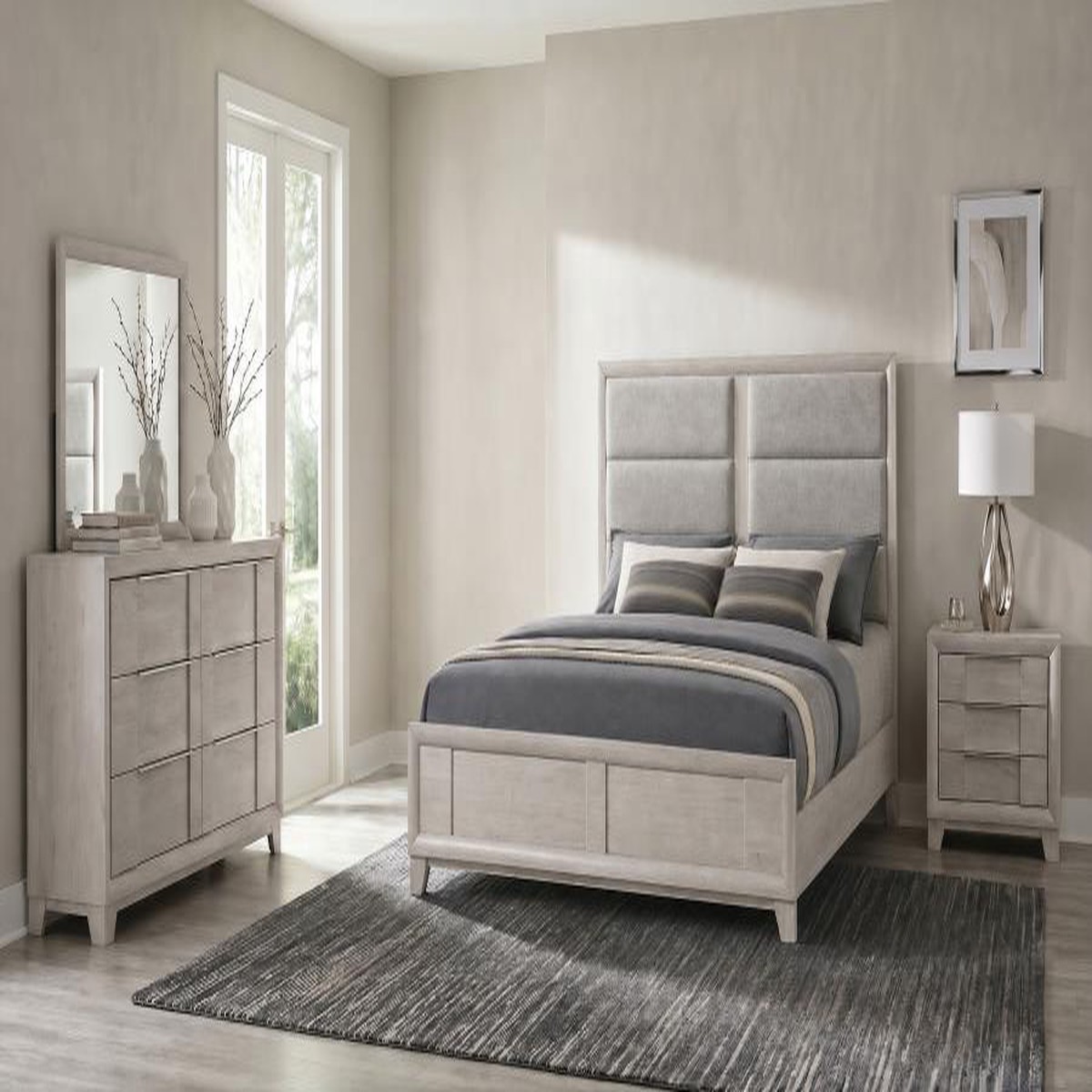 Farre 5-Piece Eastern King Bedroom Set Washed Grey