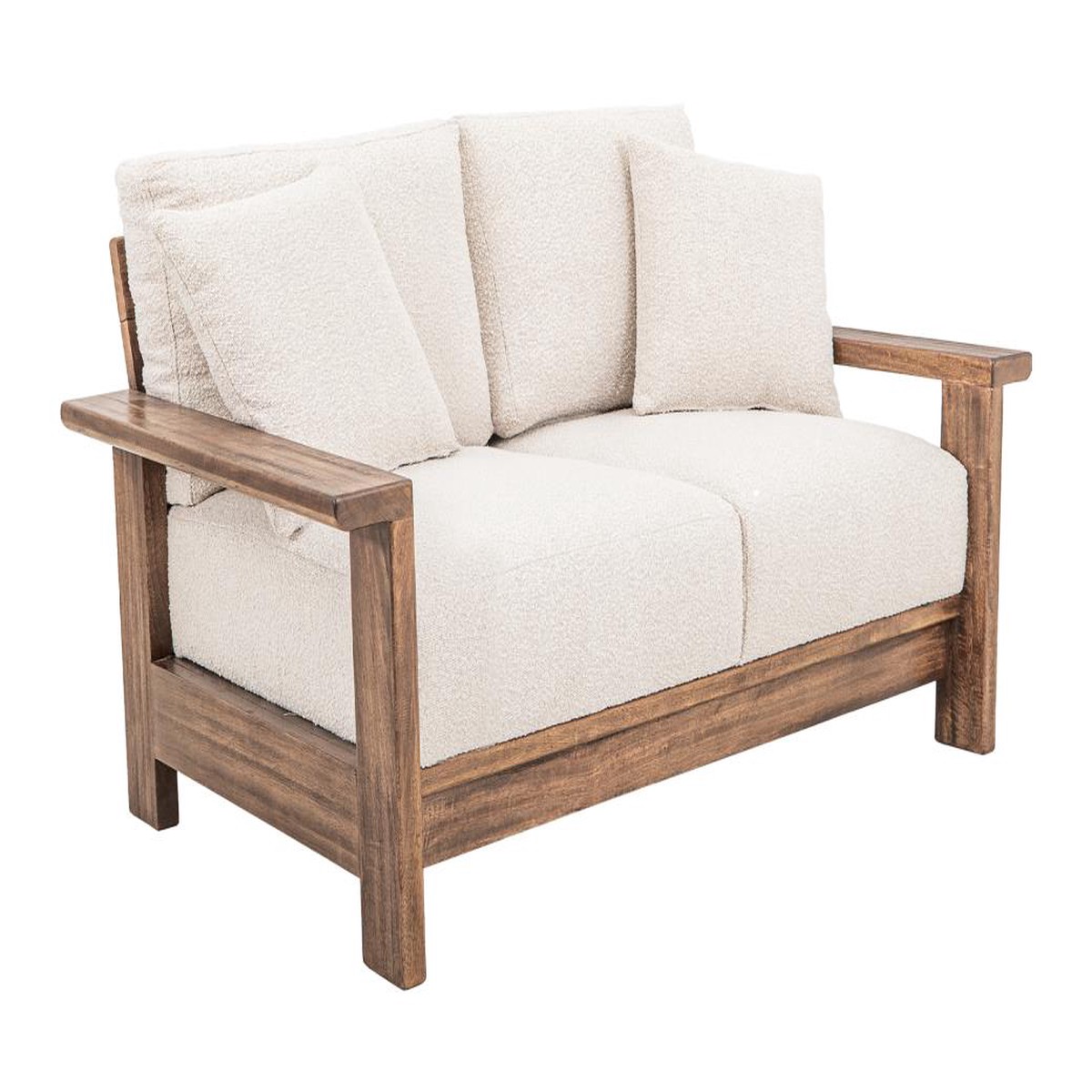 Wooden Frame Upholstered Loveseat - Duna Collection Pearl Fabric