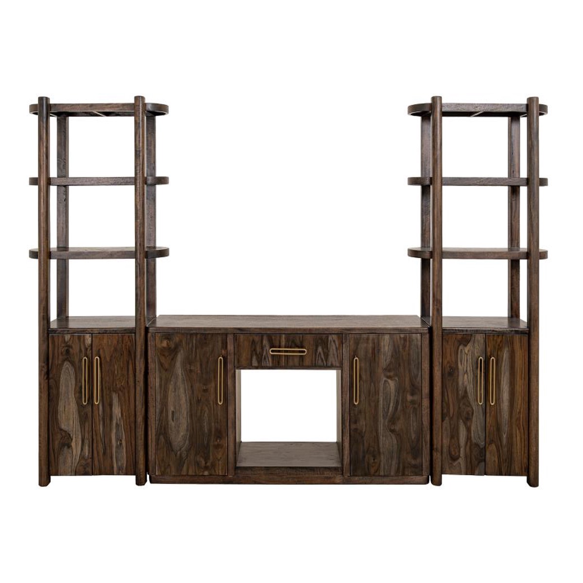 80-inch Black Balam TV Stand with Fireplace Insert | Mango & Teak