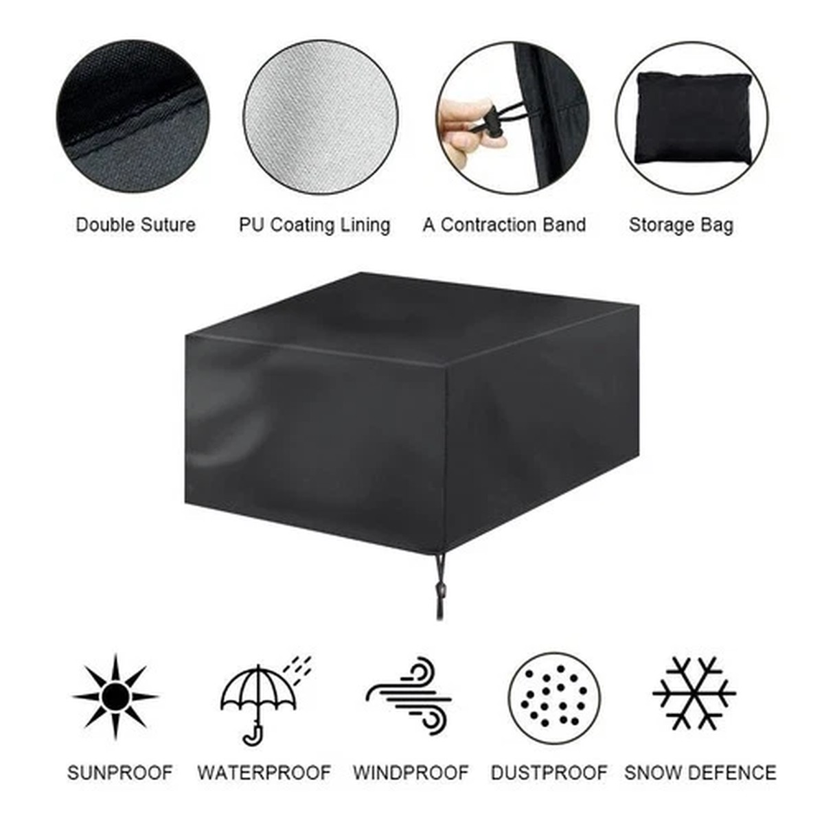 (123 * 123 * 74) Outdoor Garden Oxford Cloth Table Chair Dust Cover Sun
